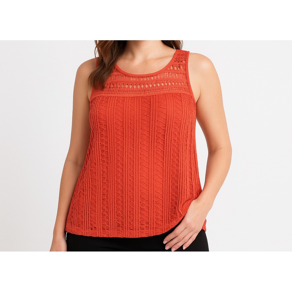 31 Late August Women's Coral Crochet Tank Size PXLTop Sleeveless Boho Blouse